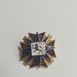 Gold Blue And Red Enamel Pin Brooch